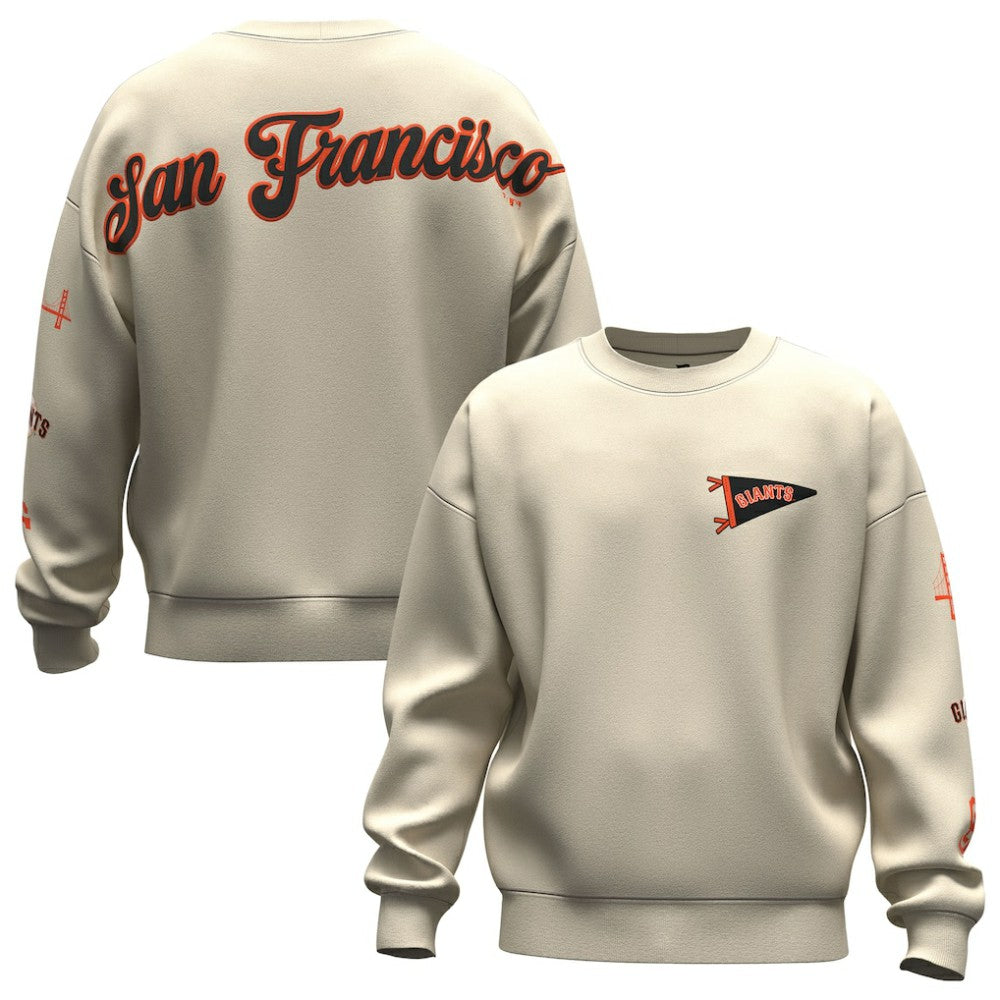 San Francisco Giants Fanatics Unisex Spirit Jersey Fleece Crewneck Pennant Sweatshirt - Tan Jerseys