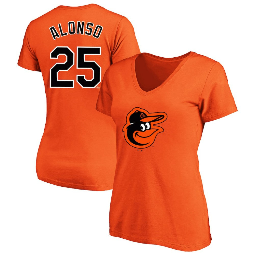 Pete Alonso Baltimore Orioles Profile Women's Plus Size Name & Number V-Neck T-Shirt - Orange T-shirts