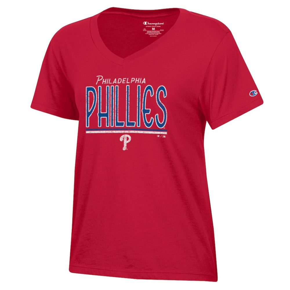 Philadelphia Phillies Champion Women's Core V-Neck T-Shirt - Red T-shirts