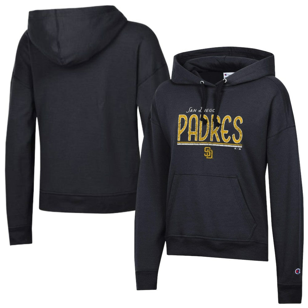 San Diego Padres Champion Women's Vintage Powerblend Hoodie - Black Hoodies