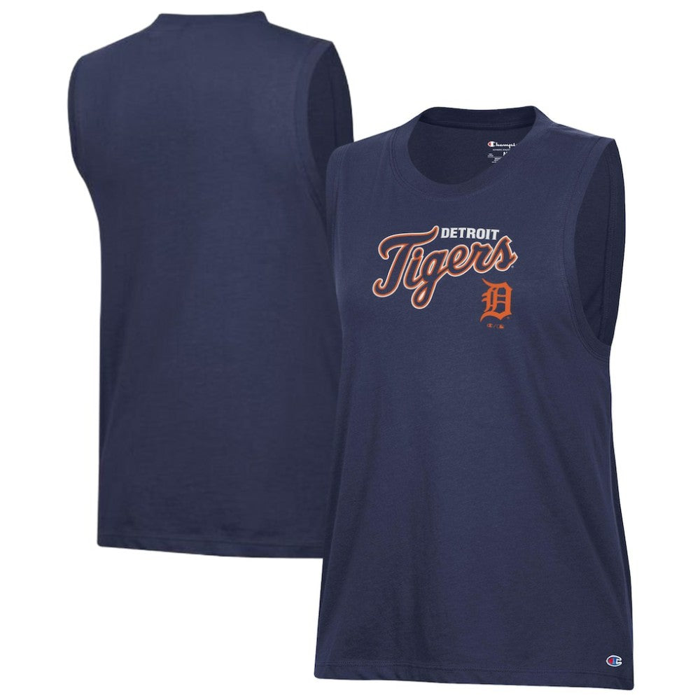 Detroit Tigers Champion Women's Muscle Tank Top - Navy Tanks