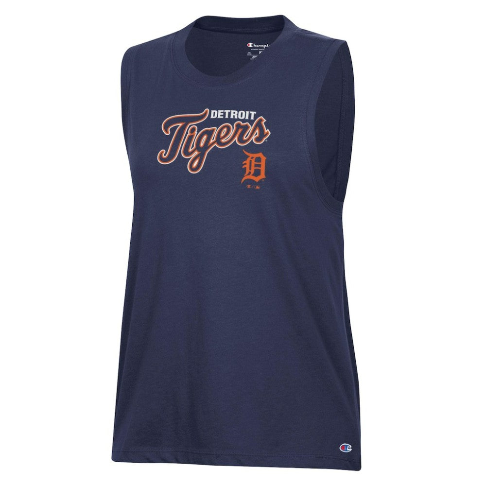 Detroit Tigers Champion Women's Muscle Tank Top - Navy Tanks