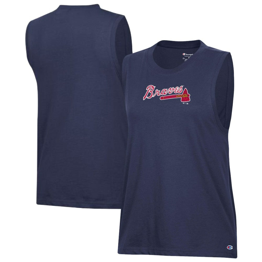 Atlanta Braves Champion Women's Muscle Tank Top - Navy Tanks