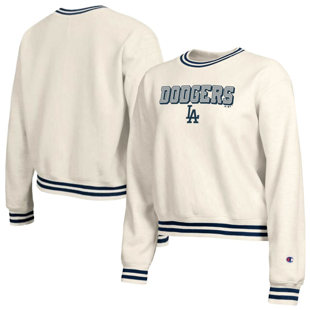 Los Angeles Dodgers Champion Women's Reverse Weave Sweatshirt - Cream Sweatshirts