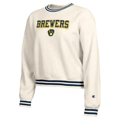Milwaukee Brewers Champion Women's Reverse Weave Sweatshirt - Cream Sweatshirts