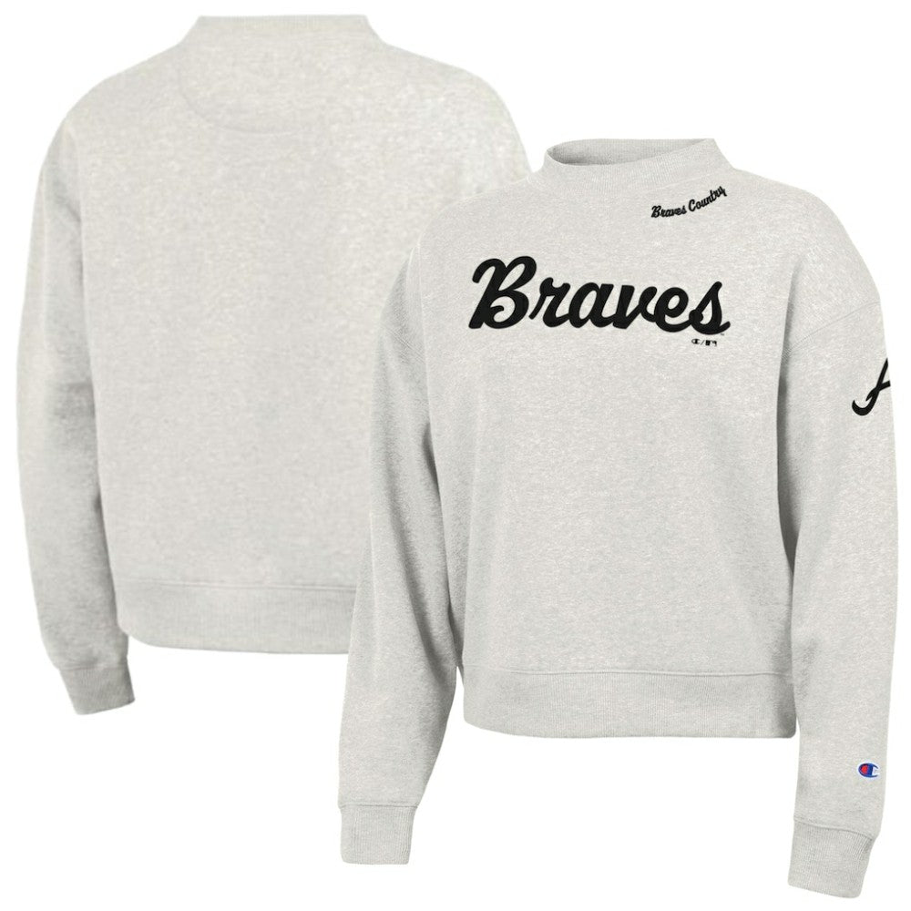 Atlanta Braves Champion Women's Triumph Tri-Blend Sweatshirt - Stone Sweatshirts