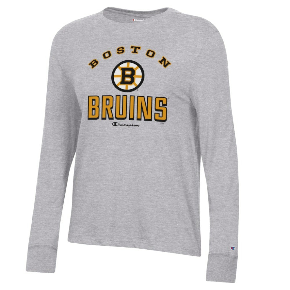 Boston Bruins Champion Women's Core Long Sleeve T-Shirt - Gray | US 203724901