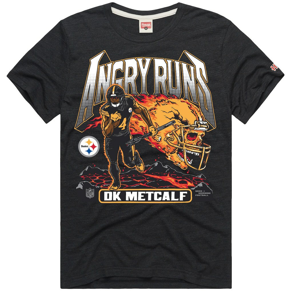 DK Metcalf Pittsburgh Steelers Homage Unisex Angry Runs Player Graphic Tri-Blend T-Shirt - Charcoal T-shirts