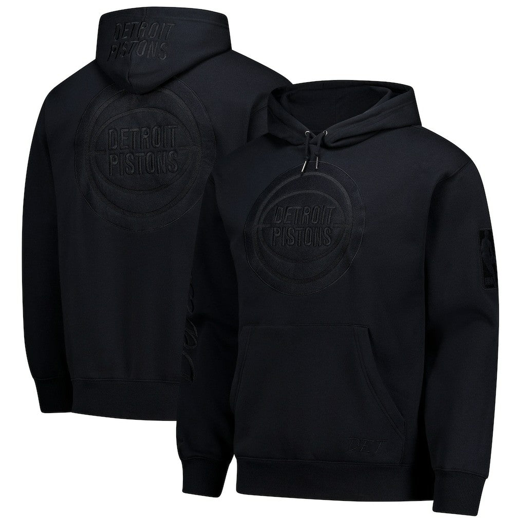 Detroit Pistons Phantom Fleece Hoodie Black - Mitchell & Ness