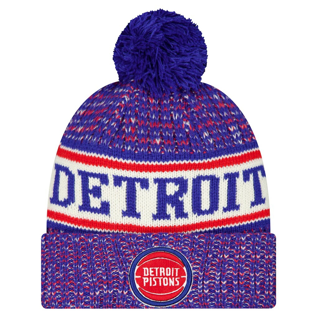 Detroit Pistons Team Cuffed Knit Hat with Pom Blue - New Era