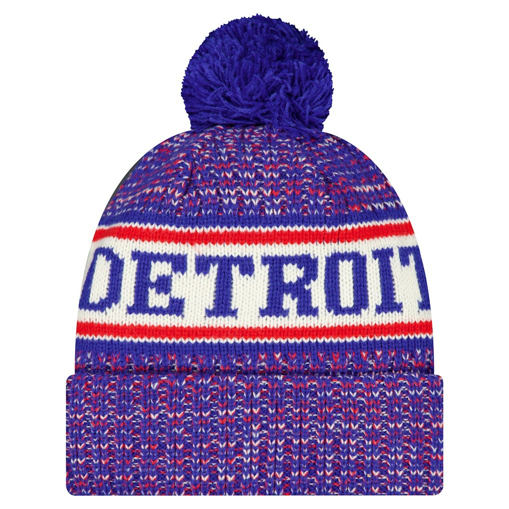 Detroit Pistons Team Cuffed Knit Hat with Pom Blue - New Era