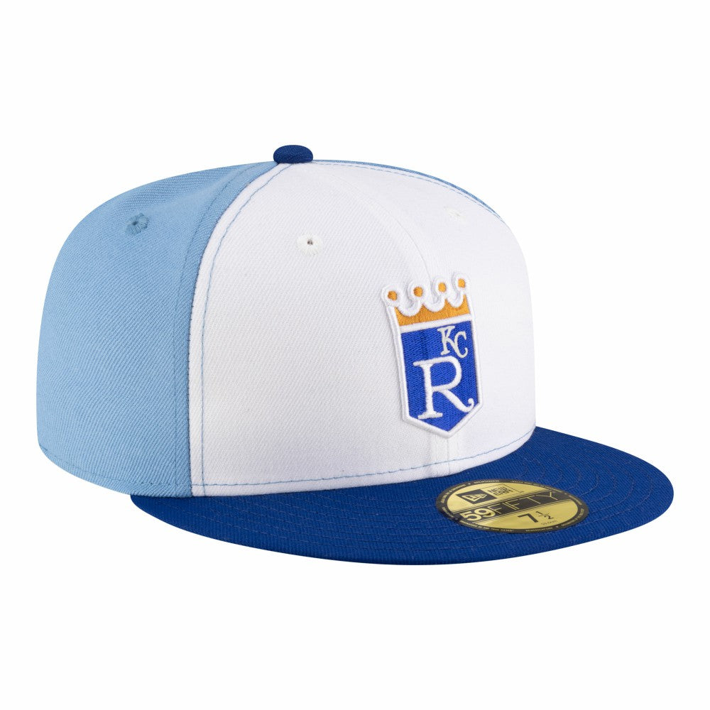 Kansas City Royals New Era Authentic Collection On-Field 59FIFTY Fitted Hat - White/Light Blue Hats