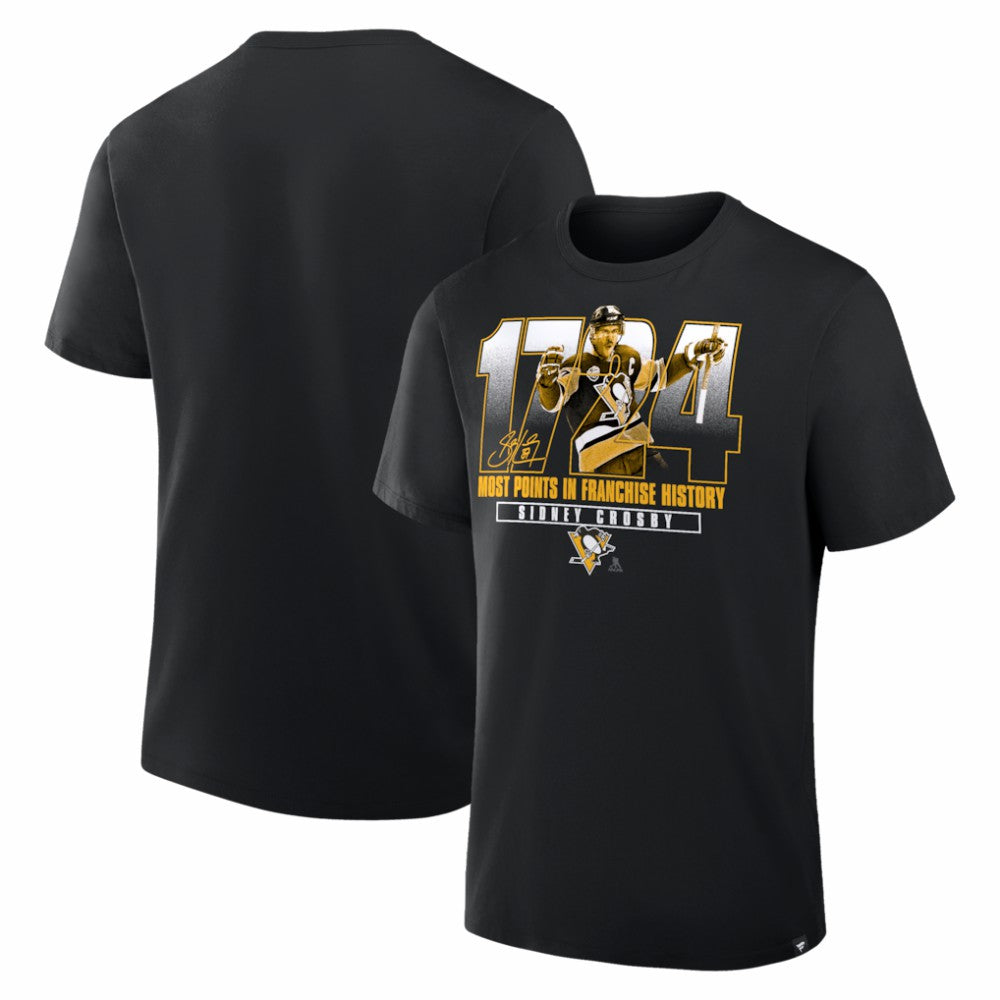 Sidney Crosby Pittsburgh Penguins Most Points in Franchise History T-Shirt - Black | US 203729281