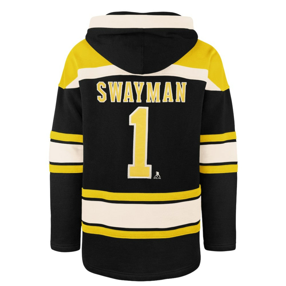 Jeremy Swayman Boston Bruins '47 Player Name & Number Lacer Hoodie - Black | US 203730594