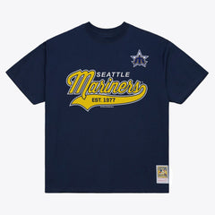Seattle Mariners Mitchell & Ness Script Sweep Arch T-Shirt - Navy T-shirts