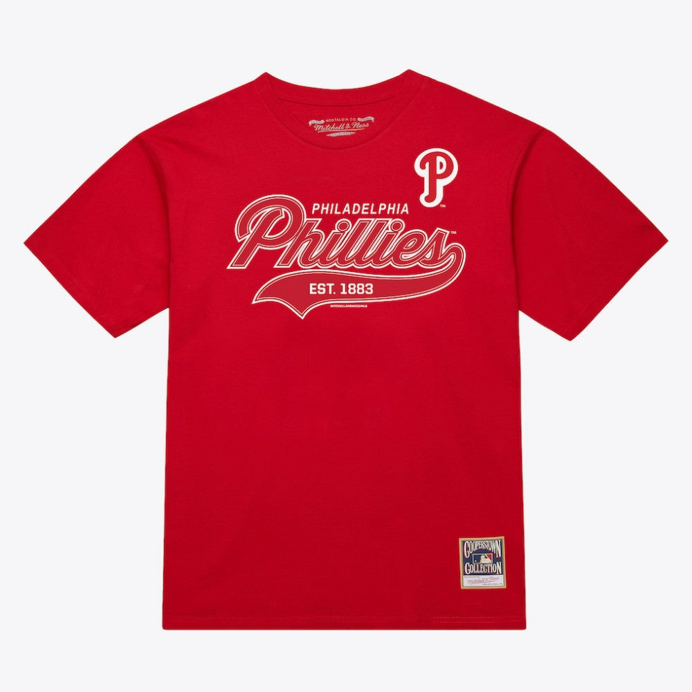Philadelphia Phillies Mitchell & Ness Script Sweep Arch T-Shirt - Red T-shirts