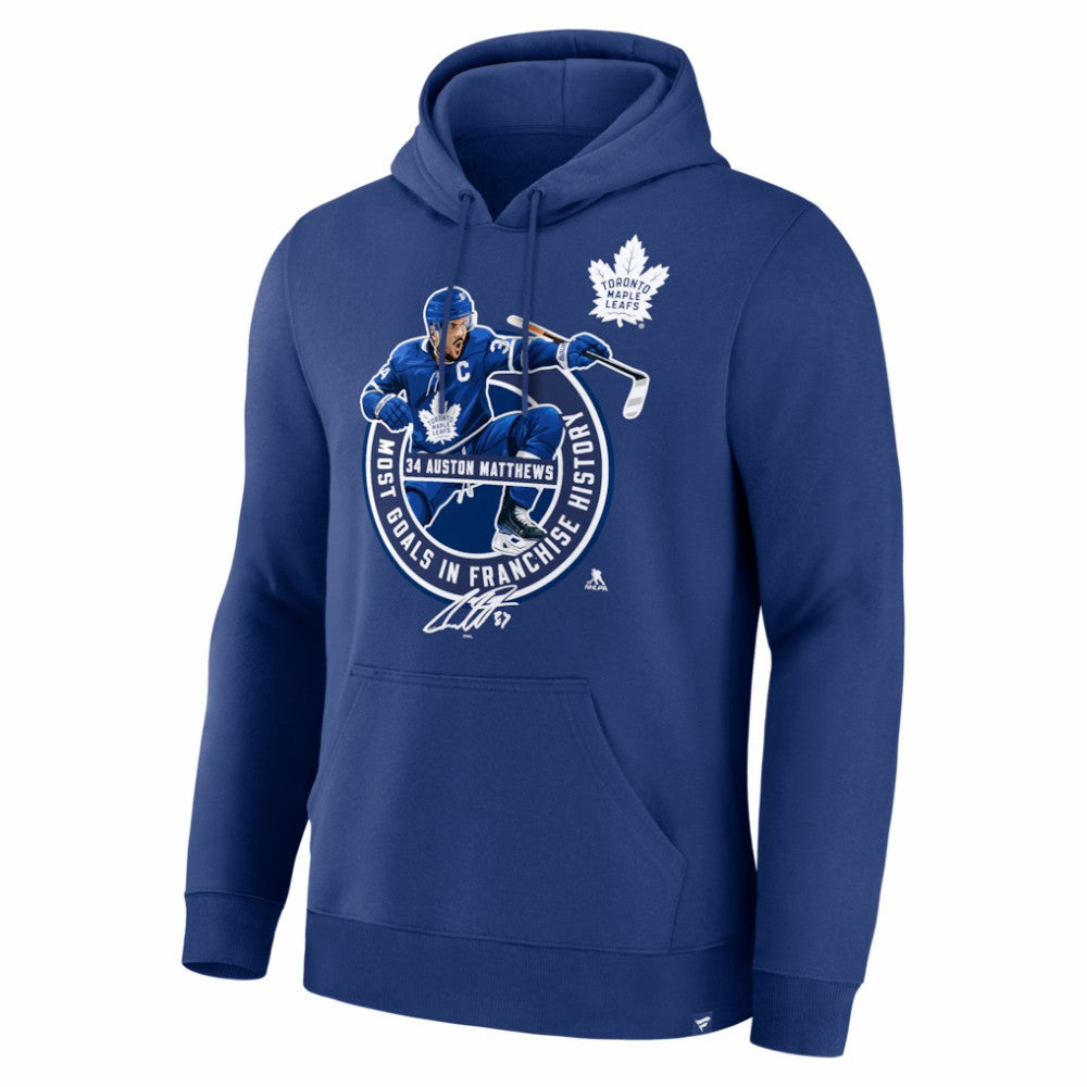 Auston Matthews Toronto Maple Leafs Most Goals in Franchise History Hoodie - Blue | US 203731653