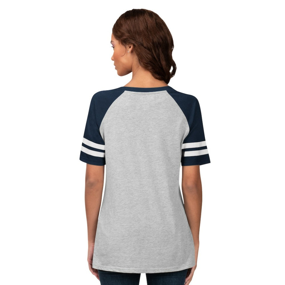 Seattle Mariners G-III 4Her by Carl Banks Women's Goal Line Raglan V-Neck T-Shirt - Heather Gray T-shirts