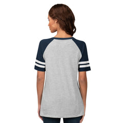 Seattle Mariners G-III 4Her by Carl Banks Women's Goal Line Raglan V-Neck T-Shirt - Heather Gray T-shirts