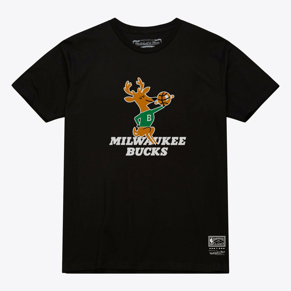 Milwaukee Bucks Unisex Hardwood Classics Arch T-Shirt Black - Mitchell & Ness