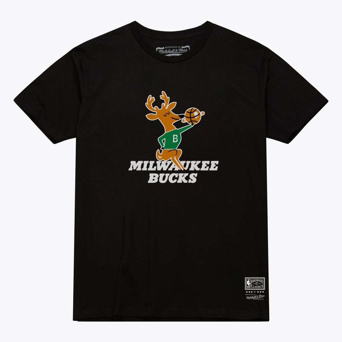 Milwaukee Bucks Unisex Hardwood Classics Arch T-Shirt Black - Mitchell & Ness