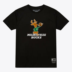 Milwaukee Bucks Unisex Hardwood Classics Arch T-Shirt Black - Mitchell & Ness