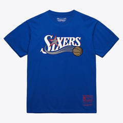 Philadelphia 76ers Unisex Hardwood Classics Arch T-Shirt Royal - Mitchell & Ness