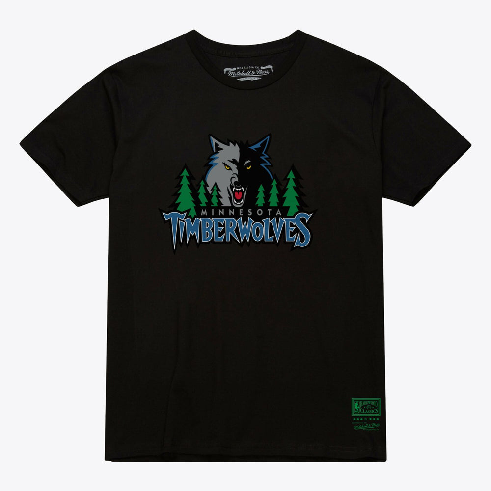 Minnesota Timberwolves Unisex Hardwood Classics Arch T-Shirt Black - Mitchell & Ness
