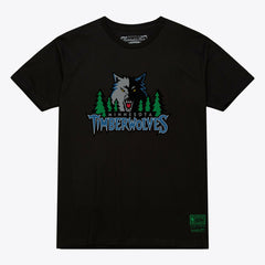 Minnesota Timberwolves Unisex Hardwood Classics Arch T-Shirt Black - Mitchell & Ness
