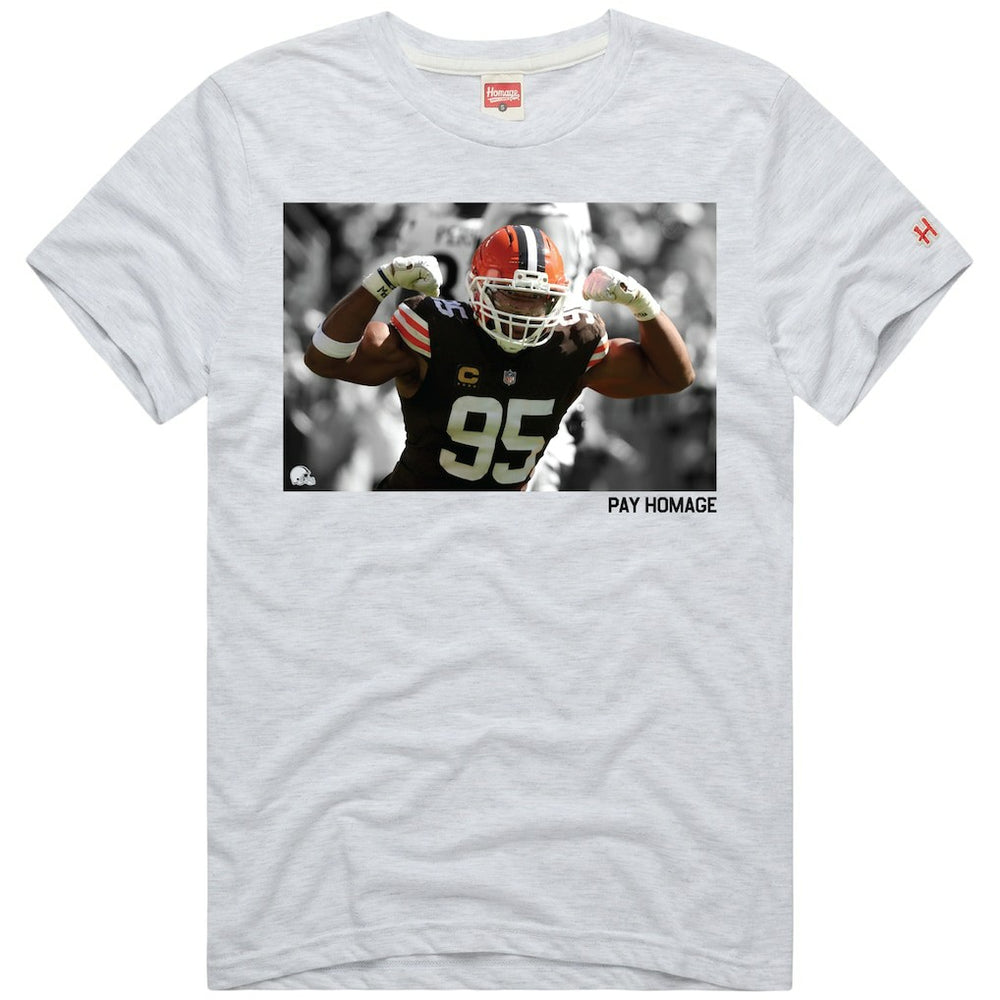 Myles Garrett Cleveland Browns Homage Unisex Player Graphic Tri-Blend T-Shirt - Ash T-shirts
