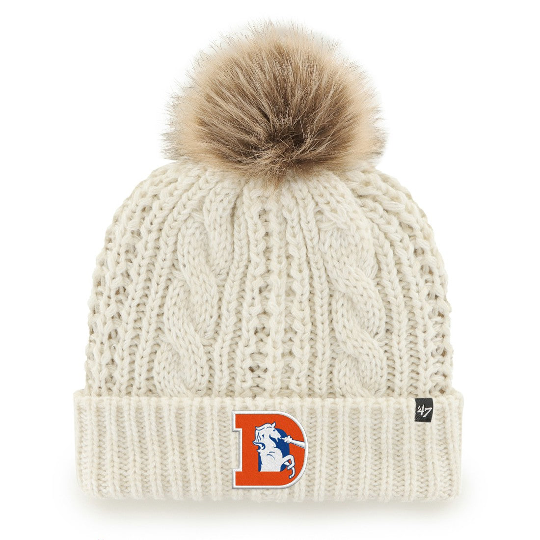 Denver Broncos '47 Women's Meeko Cuffed Knit Hat with Pom - White Hats