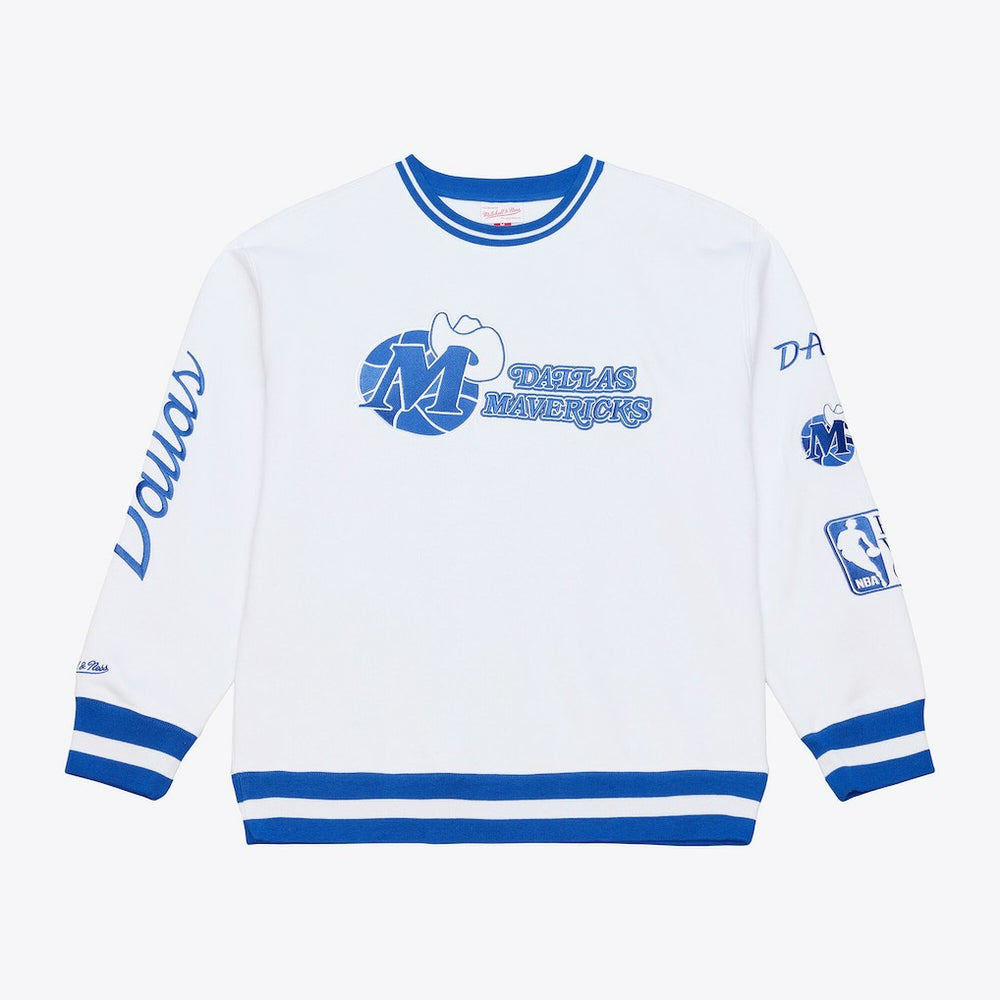 Dallas Mavericks Arctic Fleece Sweatshirt White - Mitchell & Ness