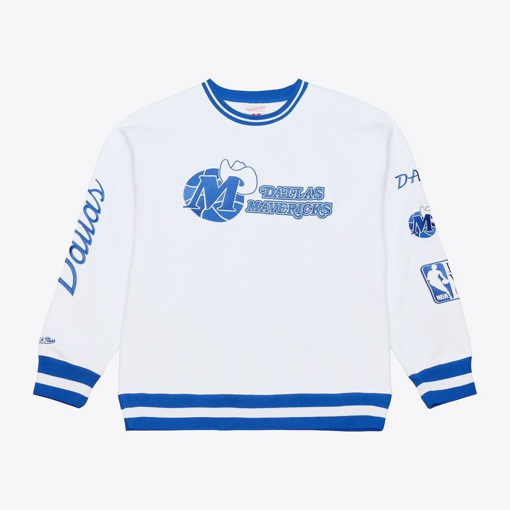 Dallas Mavericks Arctic Fleece Sweatshirt White - Mitchell & Ness