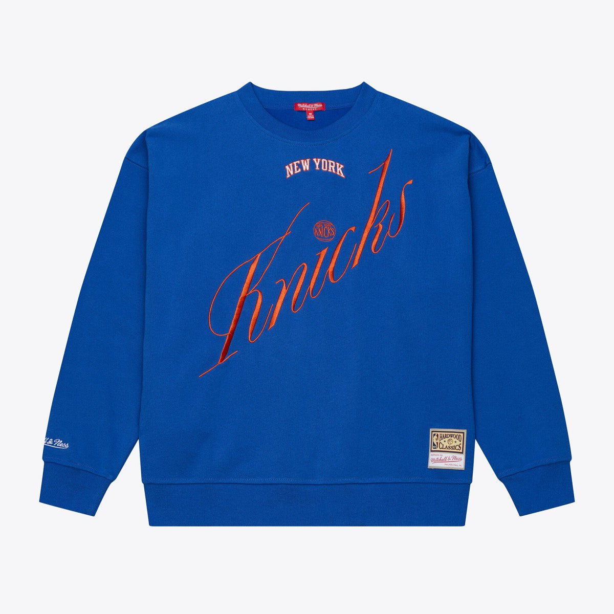 New York Knicks Women's Hardwood Classics Script Lightweight Sweatshirt Royal - Mitchell & Ness