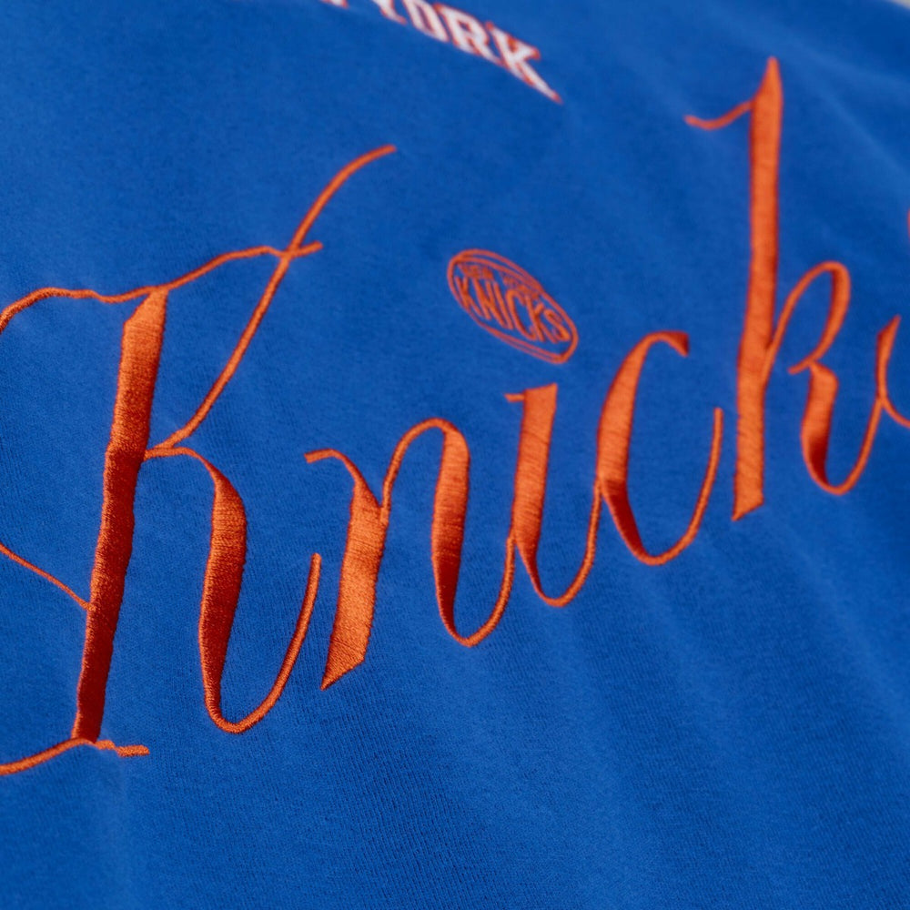 New York Knicks Women's Hardwood Classics Script Lightweight Sweatshirt Royal - Mitchell & Ness
