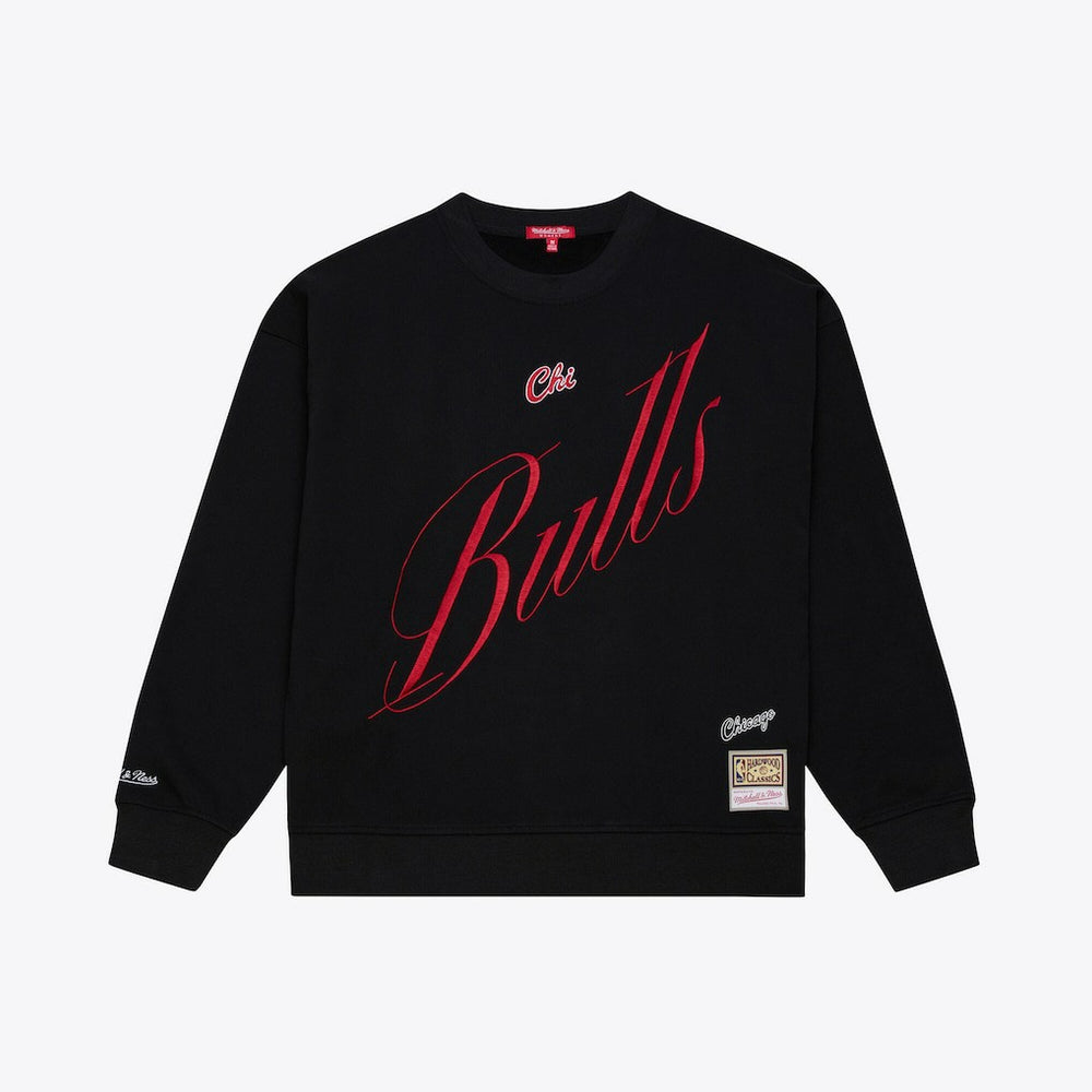 Chicago Bulls Women's Hardwood Classics Script Lightweight Sweatshirt Black - Mitchell & Ness
