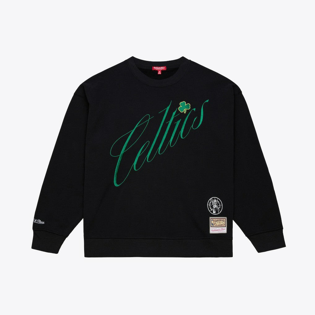 Boston Celtics Women's Hardwood Classics Script Lightweight Sweatshirt Black - Mitchell & Ness