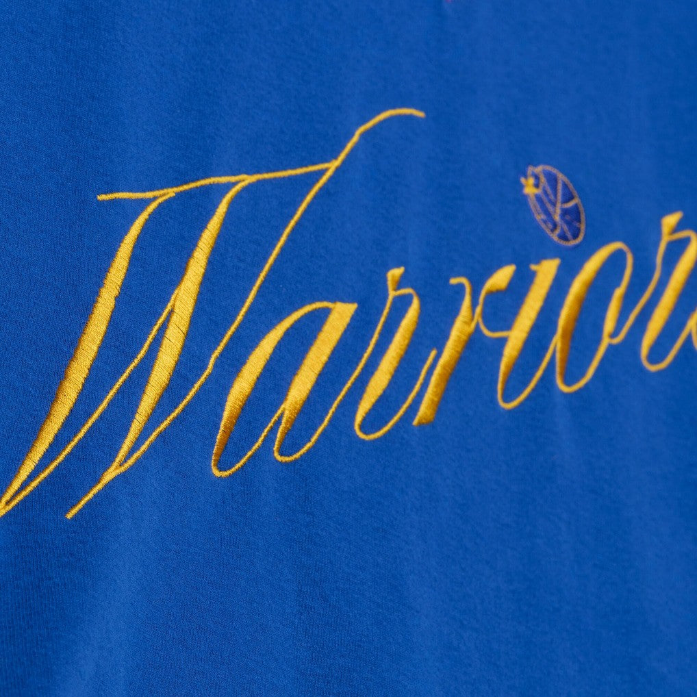 Golden State Warriors Women's Hardwood Classics Script Lightweight Sweatshirt Royal - Mitchell & Ness