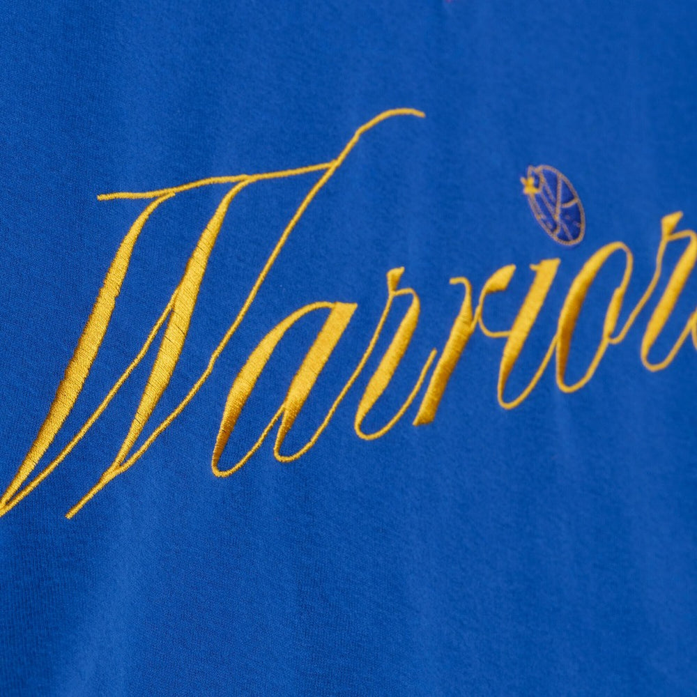 Golden State Warriors Women's Hardwood Classics Script Lightweight Sweatshirt Royal - Mitchell & Ness