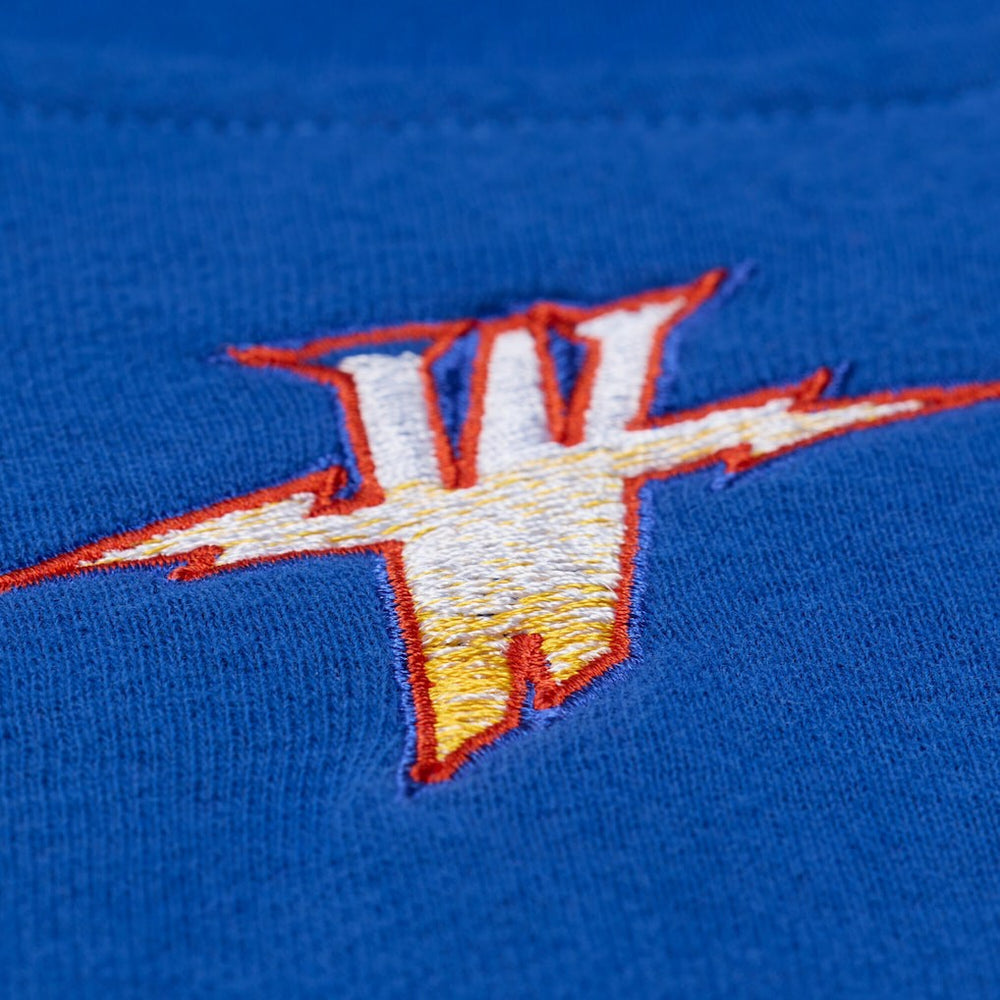 Golden State Warriors Women's Hardwood Classics Script Lightweight Sweatshirt Royal - Mitchell & Ness