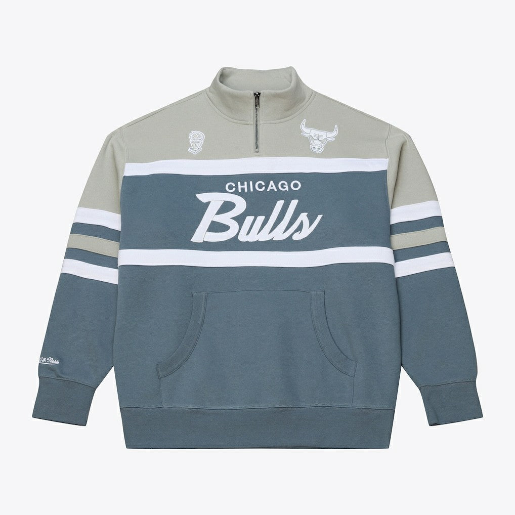 Chicago Bulls Thunderstorm Head Coach Quarter-Zip Jacket Blue - Mitchell & Ness