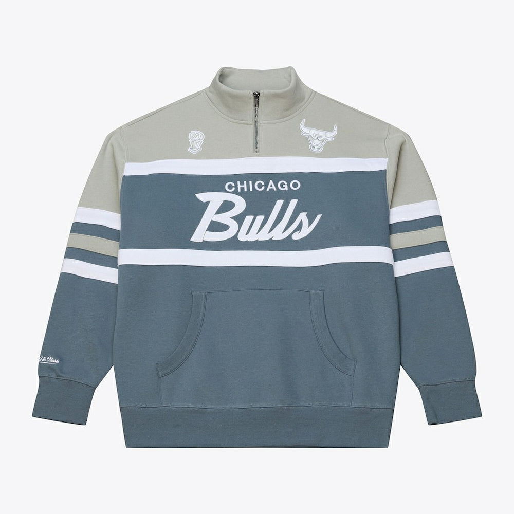 Chicago Bulls Thunderstorm Head Coach Quarter-Zip Jacket Blue - Mitchell & Ness