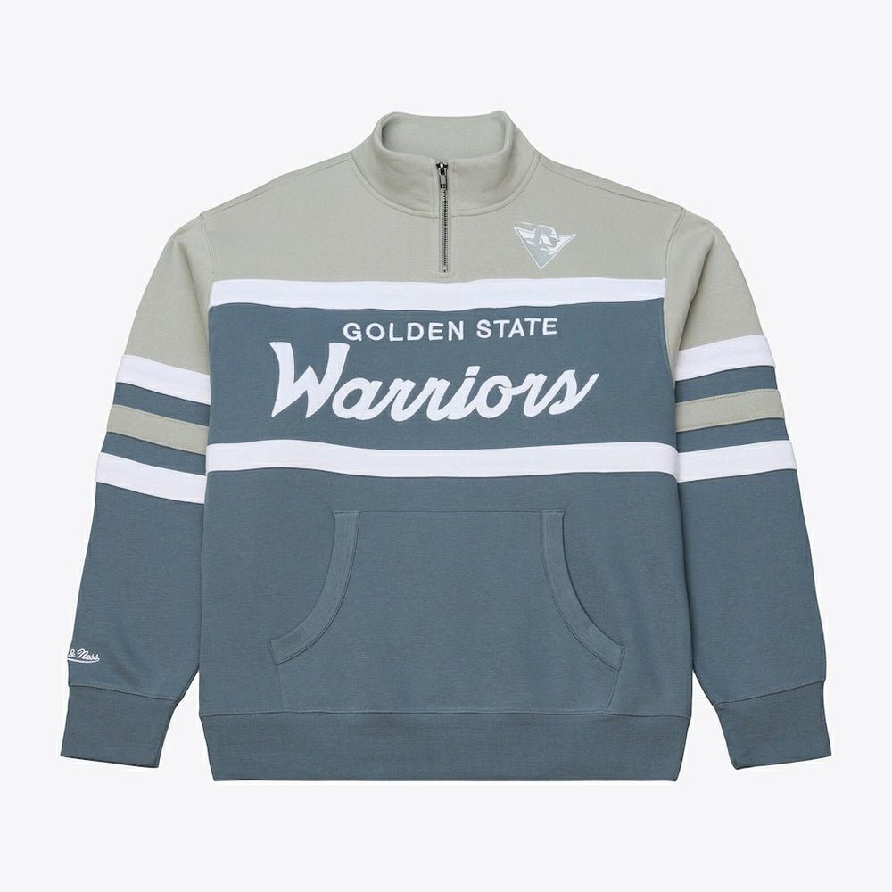 Golden State Warriors Thunderstorm Head Coach Quarter-Zip Jacket Blue - Mitchell & Ness