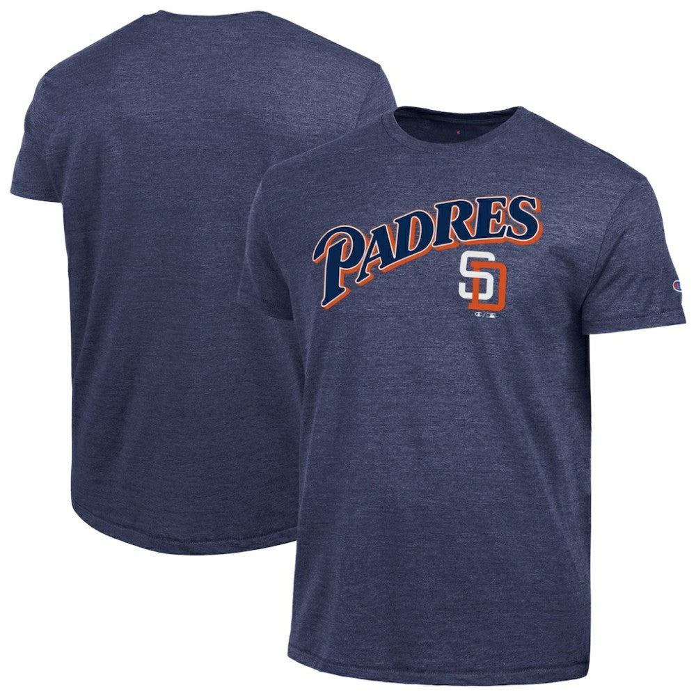 San Diego Padres Champion Cooperstown Wordmark Lockup Tri-Blend T-Shirt - Navy T-shirts