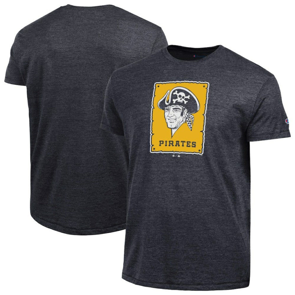 Pittsburgh Pirates Champion Cooperstown Logo Tri-Blend T-Shirt - Black T-shirts