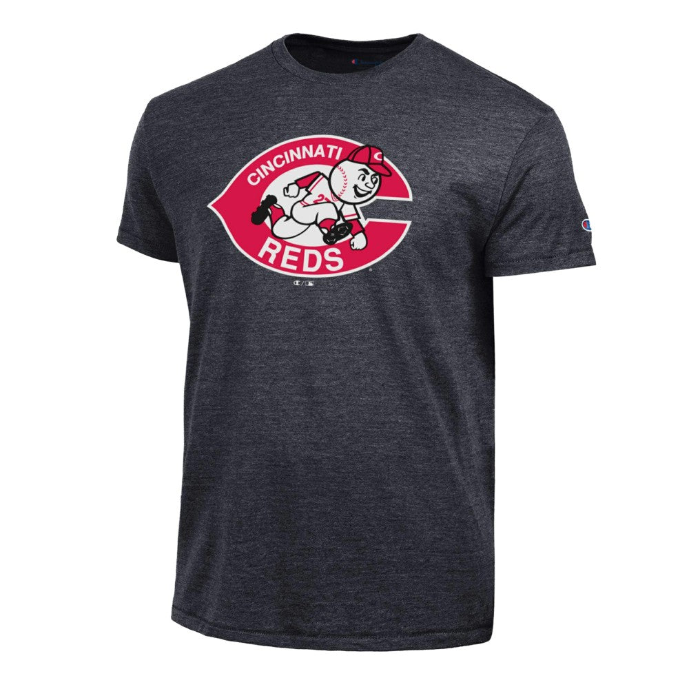 Cincinnati Reds Champion Cooperstown Logo Tri-Blend T-Shirt - Black T-shirts