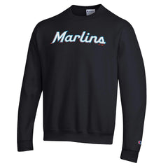 Miami Marlins Champion Powerblend Wordmark Sweatshirt - Black Sweatshirts
