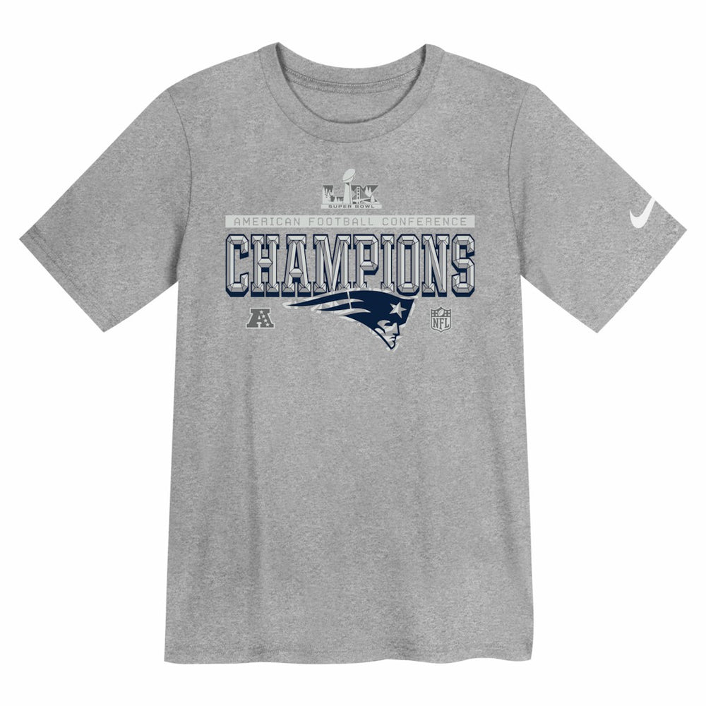 New England Patriots Preschool 2025 AFC Champions Locker Room Trophy Collection T-Shirt - Gray T-shirts