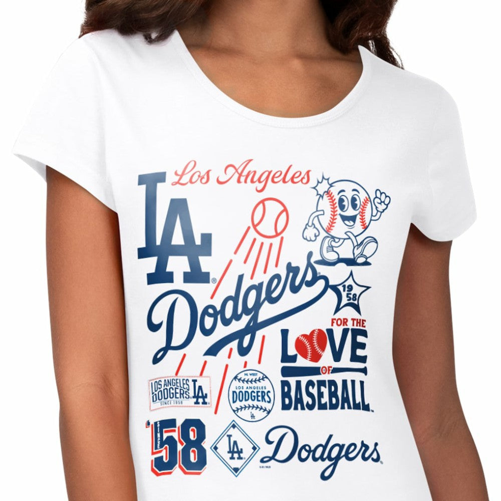 Los Angeles Dodgers G-III 4Her by Carl Banks Women's Endzone Collage T-Shirt - White T-shirts