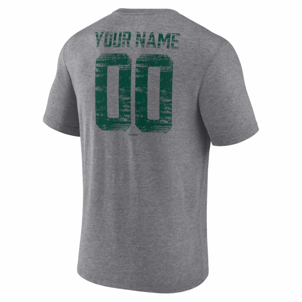 Athletics Heritage Personalized Any Name & Number Tri-Blend T-Shirt - Gray T-shirts